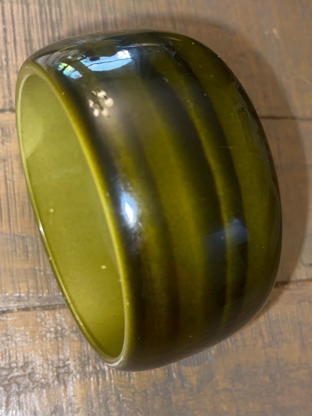 Bakelite Olive Green Wide  Bangle Bracelet
